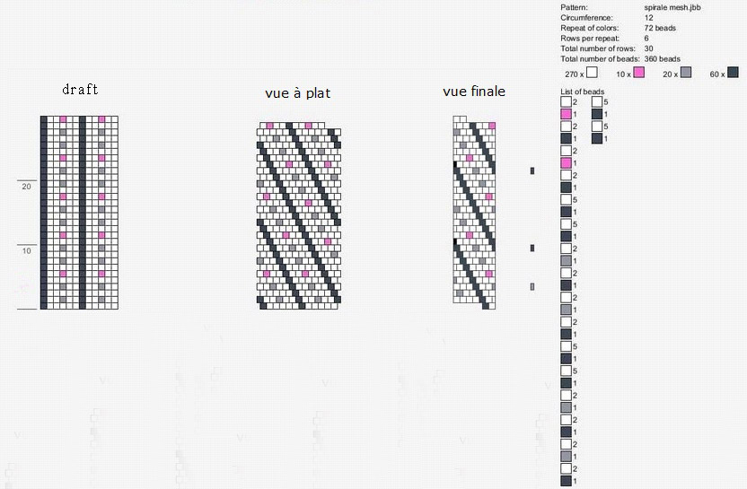 Schéma Créer un collier en spirale au crochet en maille serrée avec du Crystal Mesh